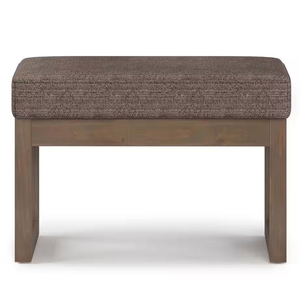 SIMPLIHOME Milltown 27" Rectangle Footstool Ottoman Mink Brown